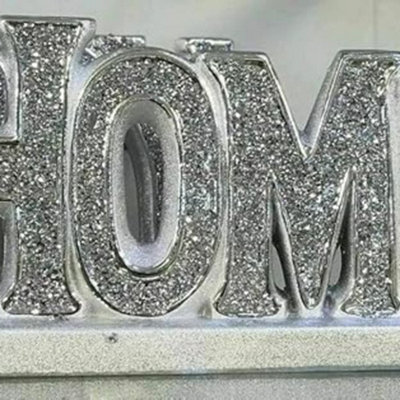 Biznest New Silver Bling Home Crushed Diamonds Sparkle Ornament Freestanding