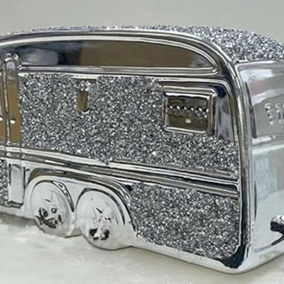 Biznest Crushed Diamond Silver Crystal Square Gypsy Caravan,extra SparklyBlingGift Hook from B&Q
