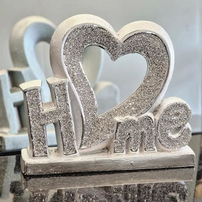 Biznest Crushed Diamond Home Sign With Heart Mirrored Mirror Jewel Home Letters Home Decor Ornament from B&Q