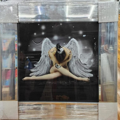 Biznest Modern Liquid Glitter Wall Art With Mirrored Edges Extra Large Size 55X55Cm (Biz1069) from B&Q