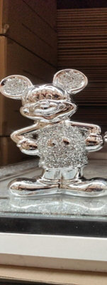 Biznest Stunning Silver Crushed Diamond Standing Micky Mouse Sparkle Ornament Bling Décor from B&Q