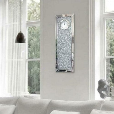 Biznest Mirrored Crushed Crystal Diamond Mantel ClockWall Hanging Decor Clock Rectangle Shape from B&Q