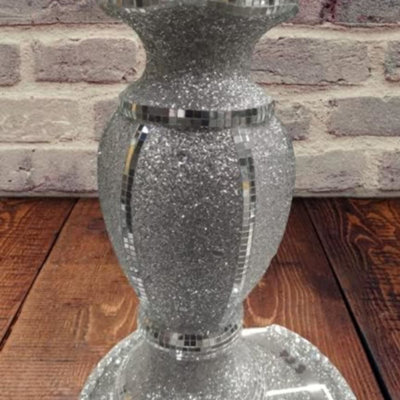 Biznest 40Cm Luxury Flower Vase Ceramic Flowers Pot Centerpiece Mirror Effect Home Table Birthday Wedding Gift (Vase 029) Silver from B&Q