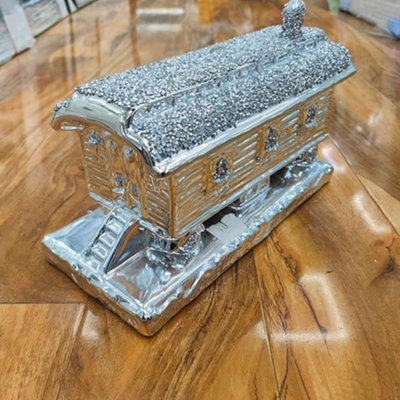 Biznest Silver Glitter Large Crushed Diamond Stunning Gypsy Chalet House Home Sparkly Ornament from B&Q