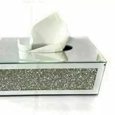 Biznest New Silver Crushed Crystal Diamond Tissue BoxDiamante BlingLiving Room from B&Q