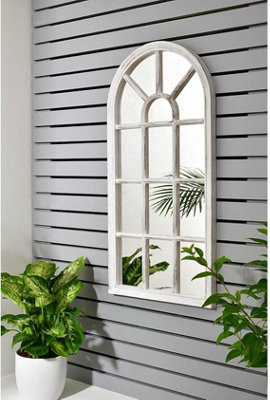 Biznest 35X70Cm Scandi Coast Arch Mirror Your Garden With This Decorative Indoor Outdoor Mirror White Rustic from B&Q
