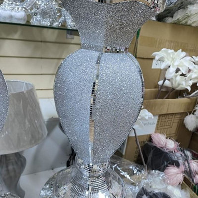 Biznest Crushed Diamond Ceramic Silver Vase Diamante Bling Home Decoration Ornament from B&Q