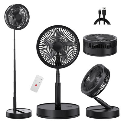 Portable Oscillating Standing Pedestal Fan With Remote Control8.6 Inch Silent 8000 Mah Rechargeable Battery Usb Powered Floor from B&Q