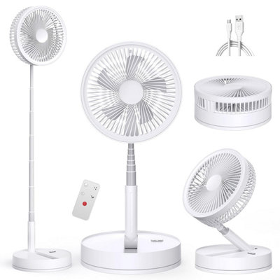 Portable Oscillating Standing Pedestal Fan With Remote Control,8.6 Inch Silent 8000 Mah Rechargeable Battery Usb Powered Floor from B&Q