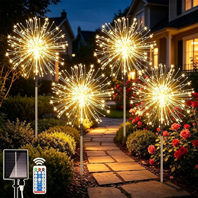 Dekofun 4 X 120 Led Garden Solar Lights8 Modes Starburst Outdoor Waterproof Fairy Light Outside For Pathway Patio Yard Lawn from B&Q