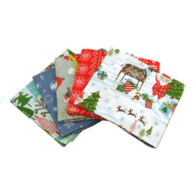 Sewing Online Fat Quarter Bundle Happy Holidays5 Pack CottonFabric Edition Fe0056 from B&Q