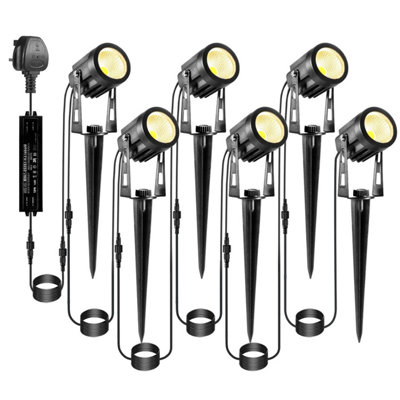Ecowho Garden Lights Mains Bs Plug Extendable Outdoor Spotlights 21 M Led Spike Uplighter Wire Metal Outside Waterproof Lighting from B&Q