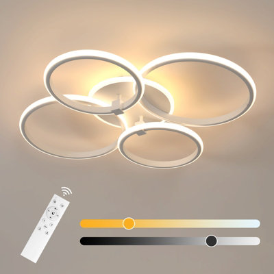 Pheashine Sand White Led Acrylic Ceiling Light 39W Stepless Dimming 3000-6500K With Remote from B&Q
