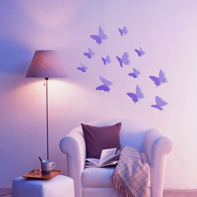 Walplus 3D Butterflies Purple Stock Clearance Wall Decor Art from B&Q