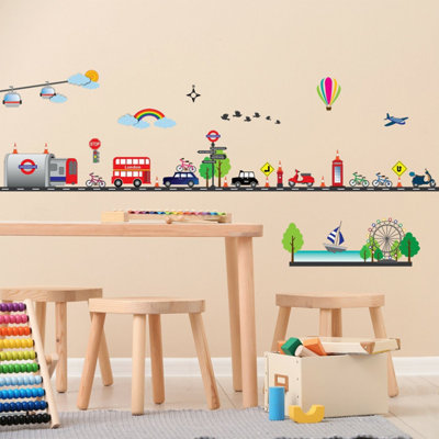 Walplus London Transport Kids Sticker Pvc Multicoloured from B&Q