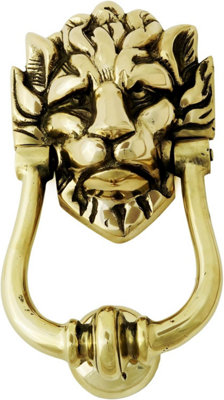 Castelion Solid Brass Lion's Head Door Knocker Smooth from B&Q