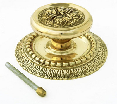 Castelion Brass Flower Centre Door Knob from B&Q