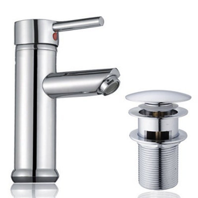 Hapilife Basin Mixer Taps With Pop Up Waste Slotted Bathroom Sink Tap Mixers Washroom Cloakroom Single Lever Chrome Stainless from B&Q