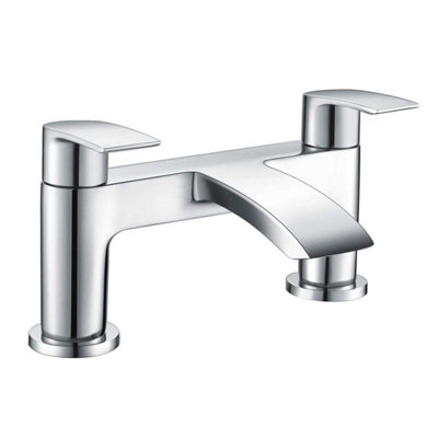  - Hapilife Bath Tap Waterfall Bathroom Bathtub Mixer Taps 2 Holes Tub Monobloc Filler Chrome Dual Lever Mono Deck Mounted Modern