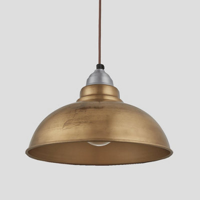 B&Q -  Old Factory Pendant12 InchBrassLight Pewter Holder