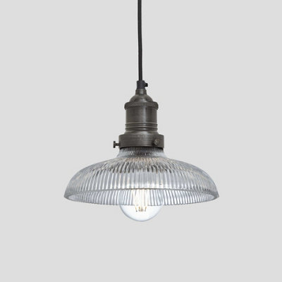 Industville Brooklyn Glass Dome Pendant8 InchPewter Holder from B&Q