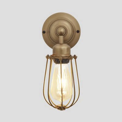 Industville Orlando Wire Cage Wall Light4 InchBrass from B&Q