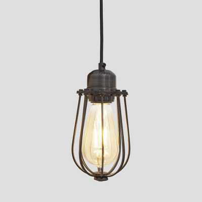 Industville Orlando Wire Cage Pendant4 InchPewter from B&Q