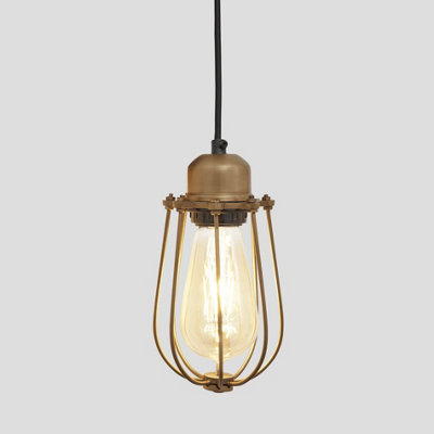 Industville Orlando Wire Cage Pendant4 InchBrass from B&Q