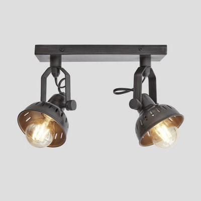 Industville Swivel Spot Flush Mount/Wall Double, Pewter Light