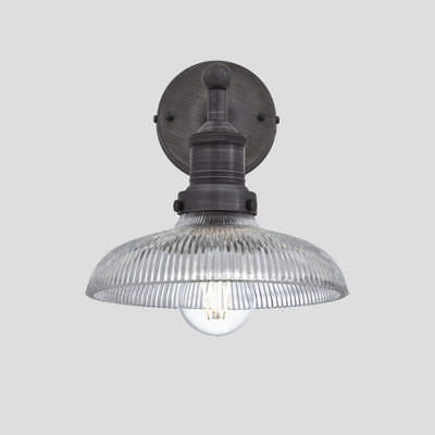 Industville Brooklyn Glass Dome Wall Light8 InchPewter Holder from B&Q