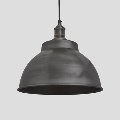 Industville Brooklyn Dome Pendant13 InchPewterPewter Holder from B&Q