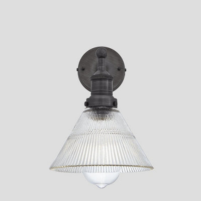 Industville Brooklyn Glass Funnel Wall Light7 InchPewter Holder from B&Q