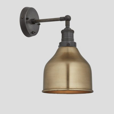 Industville Brooklyn Cone Wall Light7 InchBrassPewter Holder from B&Q