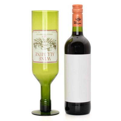 CKB LTD Wine All Mine 750Ml Bottle Shaped Red White Wine Glass from B&Q