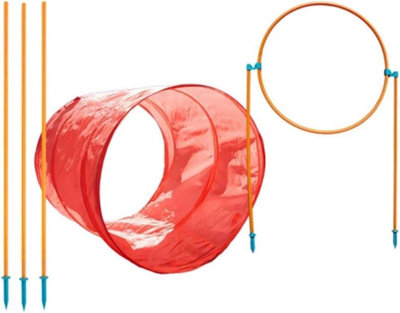  - Outward Hound Dog Pet Agility Training Equipment Backyard Starter Course Set TunnelWeave PolesJump