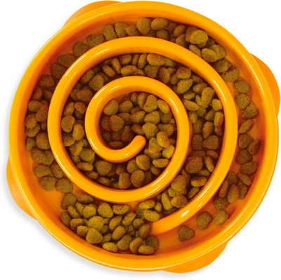 Outward Hound Dog Food Bowl Fun Slow Feeder Puzzle OrangeSmall from B&Q