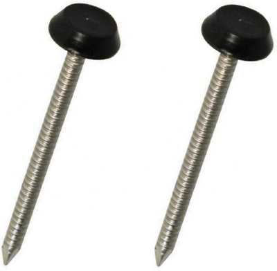 250 X Black Upvc 40mm Poly Top Pins Nails Plastic Headed Fascia Fixings Polytop