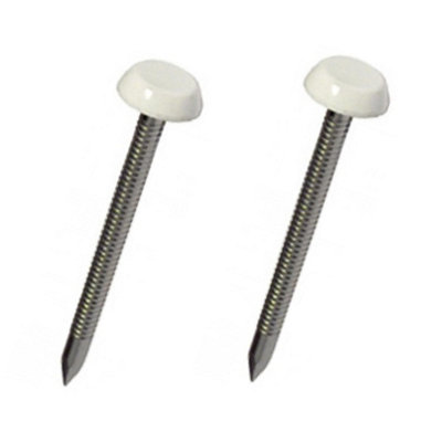 1000 X White Upvc 40mm Poly Top Pins Nails Plastic Headed Fascia Fixings