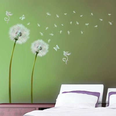 Walplus Light Green Dandelion Flower Wall Stickers Art Decals Children Decor Living Room Stock Clearance from B&Q