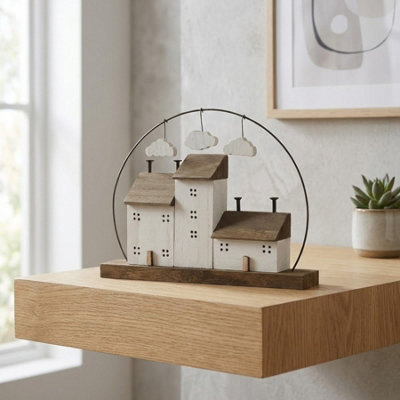 Garden Greatness Wooden House Clouds Ornament Modern from B&Q