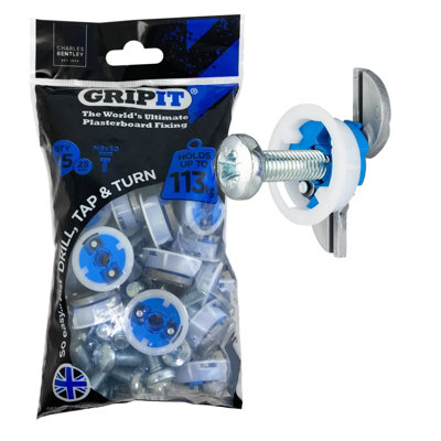 Gripit Grip It Blue 25mm 113Kg Capacity Plasterboard Fixings And Bolts 25 Pack from B&Q
