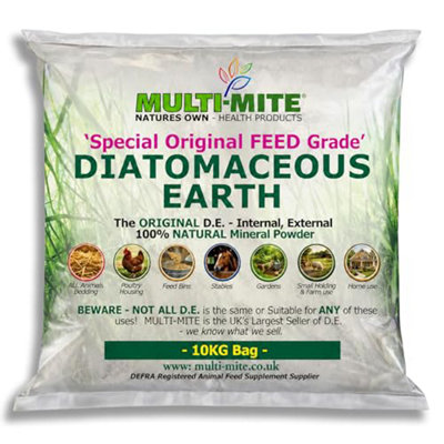 Multi-Mite 10 Kg Diatomaceous Earth Feed Grade DeRed Mite Fleas And All Animal Lice Control Powder from B&Q