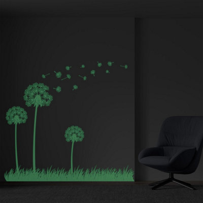 Walplus Huge Glow In Dark Effect Dandelion Flower Art Wall Sticker Decoration Glow In Dark Stickers Stock Clearance from B&Q