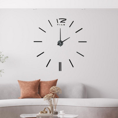 Walplus Black Frameless 3D Giant Wall ClockStick-On Wall Clock For Modern Decor from B&Q