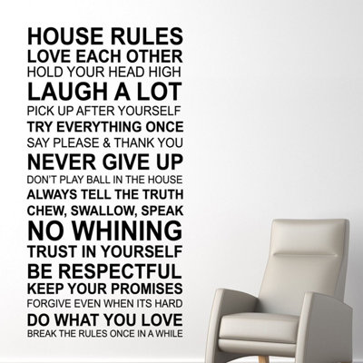 Walplus Home Decoration House Rules Quote English Wall Sticker Art Interior from B&Q