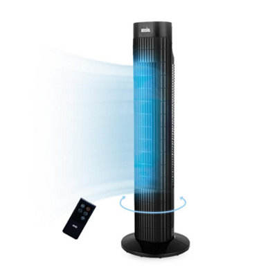 Ansio 30 Inch Tower Fan With Remote ControlPowerful Oscillating Bladeless Cooling For BedroomLiving Room & Office3 Speeds from B&Q