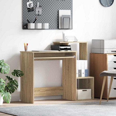 Berkfield Sonoma Oak Computer Desk Sonoma Oak Mdf With Oak Veneer Medium from B&Q