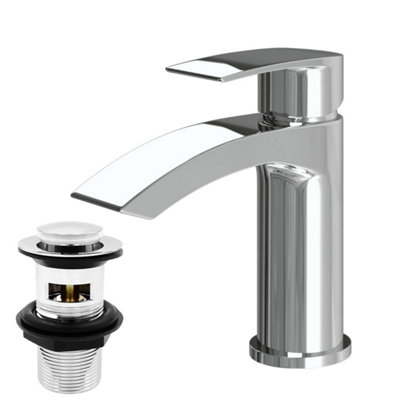 Bathwest Basin Mixer Tap Single Lever Waterfall Bathroom Sink Mixer  Deck Mounted Faucet With Waste