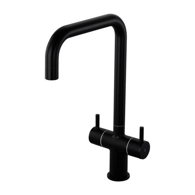 Kitchen Sink Mixer Tap 360 Swivel Spout Monobloc Mixers Faucet Single Lever Rectangle Taps With Aerator Matte Black from B&Q