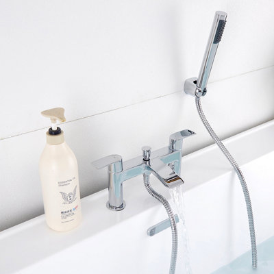 Bathwest Waterfall Bathroom Water Filter Mixer Bathtub Tap With Shower Chrome With Handheld Shower Head from B&Q